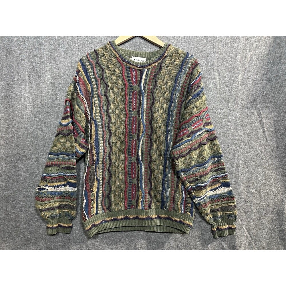Alfani Vintage Coogi Style Aztec Sweater Multicolor Striped 3D Pattern  Size S